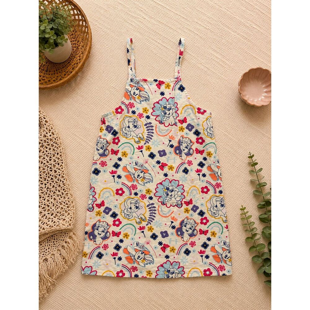 My Little Pony Girls Dress Size 4T White Rainbow Floral Character Sundress